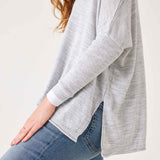 Women's Grey Vneck Oversized Sweater