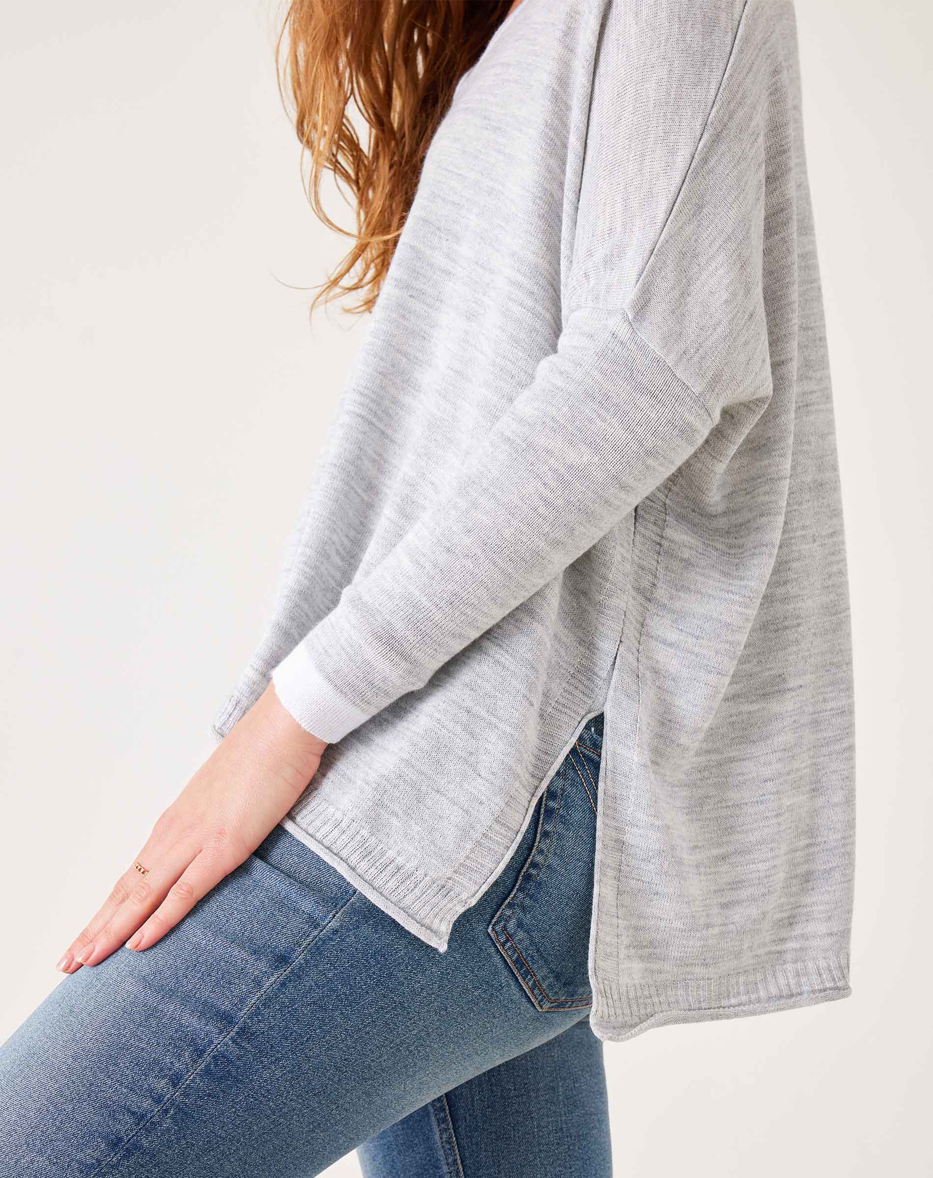 Women's Grey Vneck Oversized Sweater