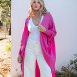 Women's Hot Pink Cashmere Blend Travel Kimono