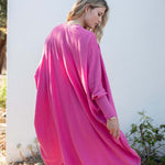 Women's Hot Pink Cashmere Blend Travel Kimono