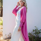 Women's Hot Pink Cashmere Blend Travel Kimono