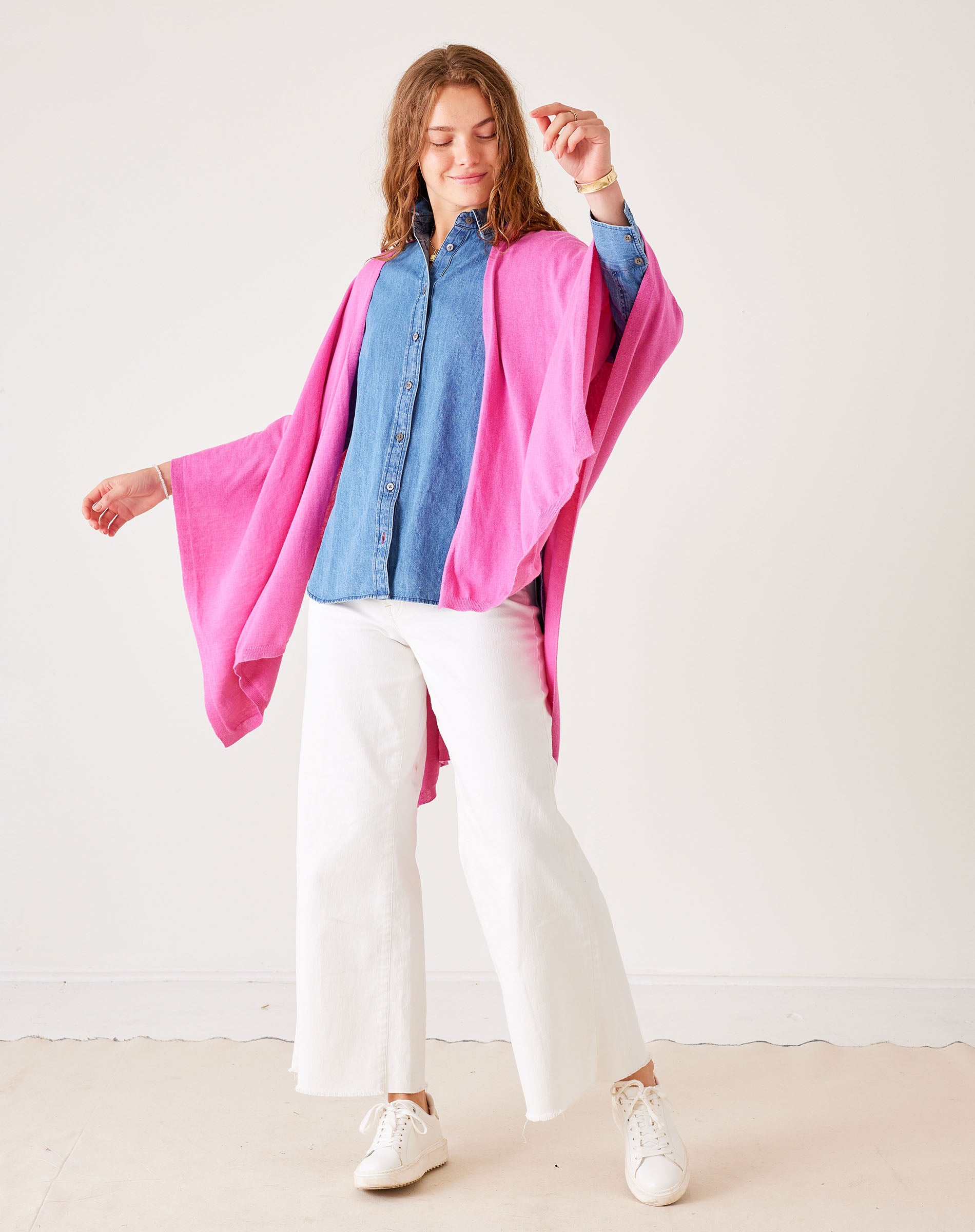 Women's Hot Pink Cashmere Blend Travel Wrap