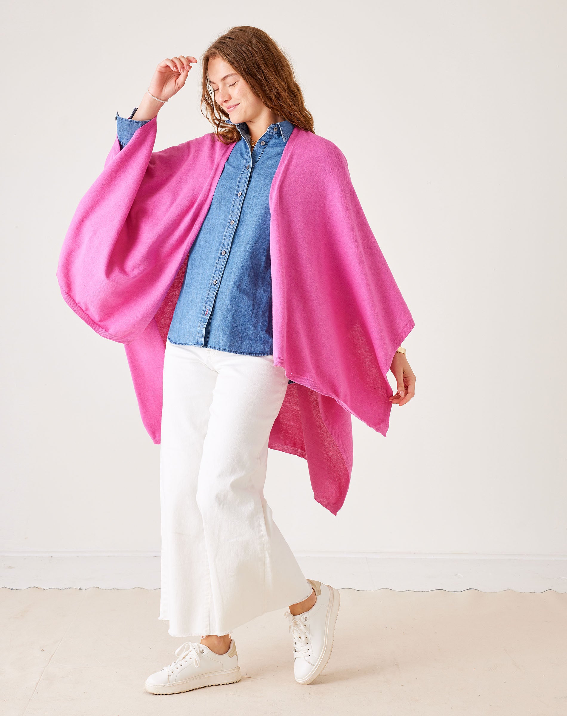 Women's Hot Pink Cashmere Blend Travel Wrap