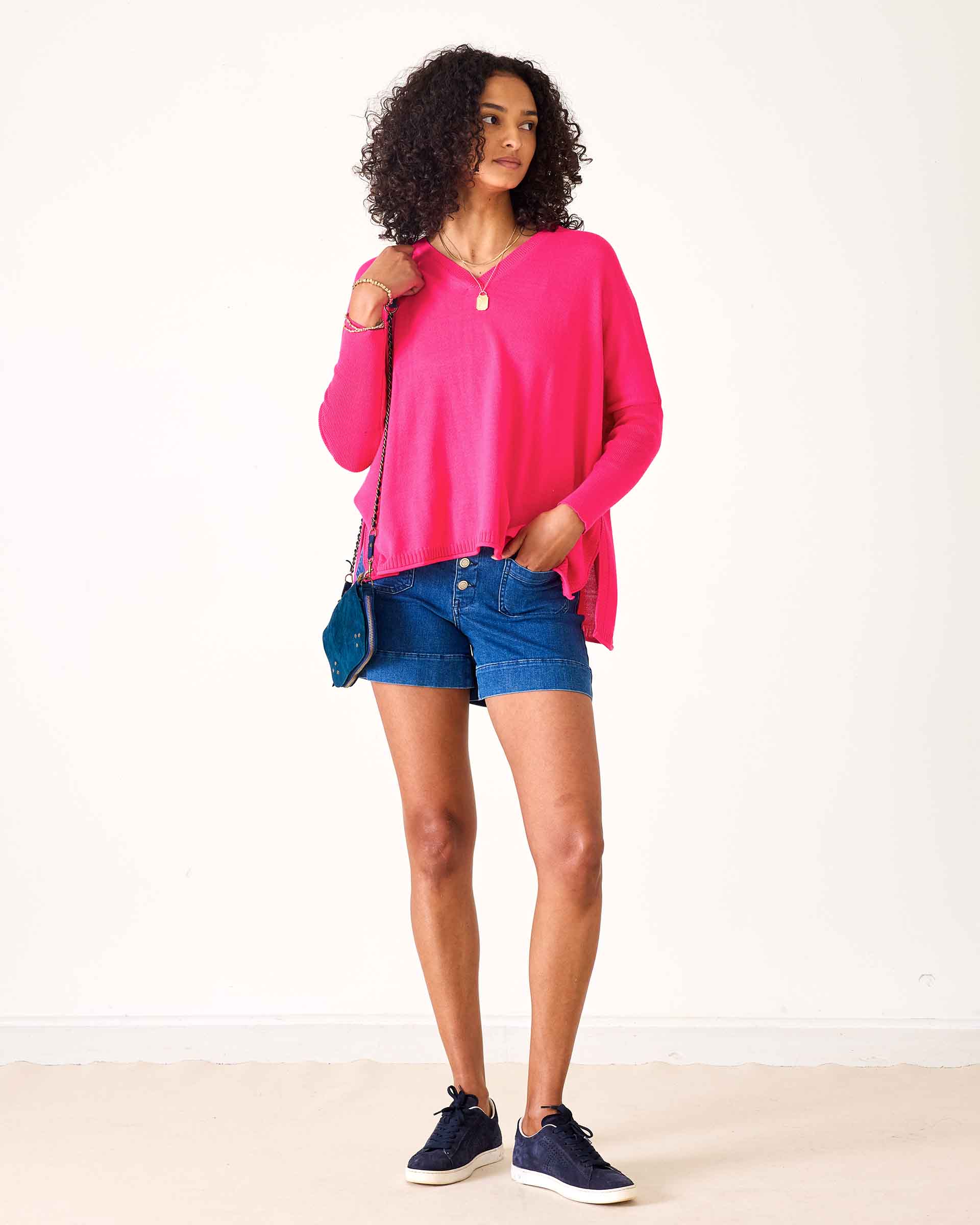Women's Hot Pink Lightweight Sweater
