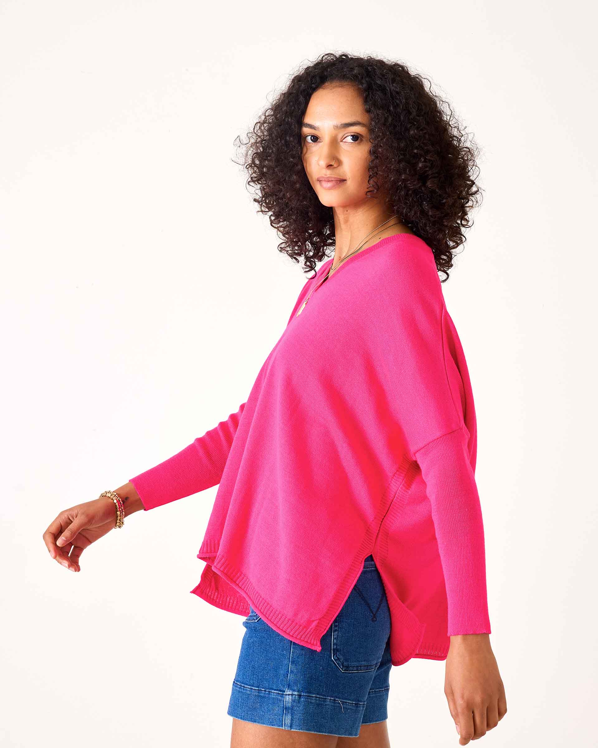 Women's Hot Pink Lightweight Sweater