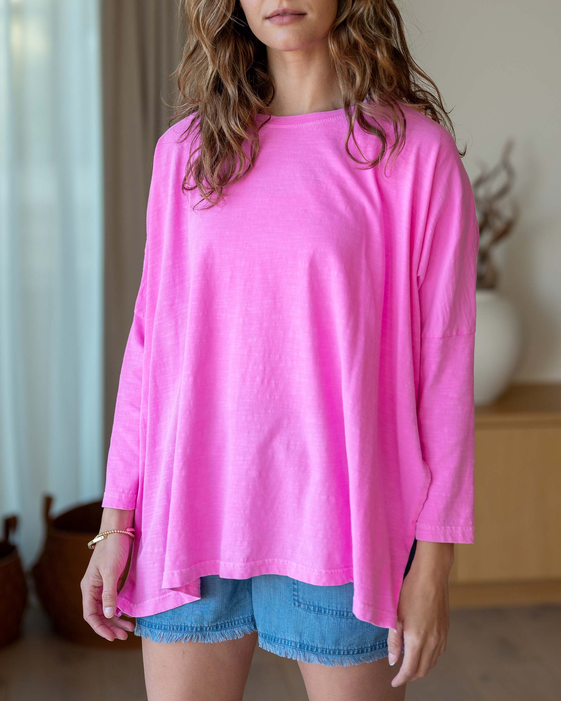 Women's Hot Pink One Sized Tee Chest View