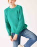 Women's Kelly Green Soft Crewneck Stitched Sweater Front View