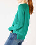 Women's Kelly Green Soft Crewneck Stitched Sweater Side View