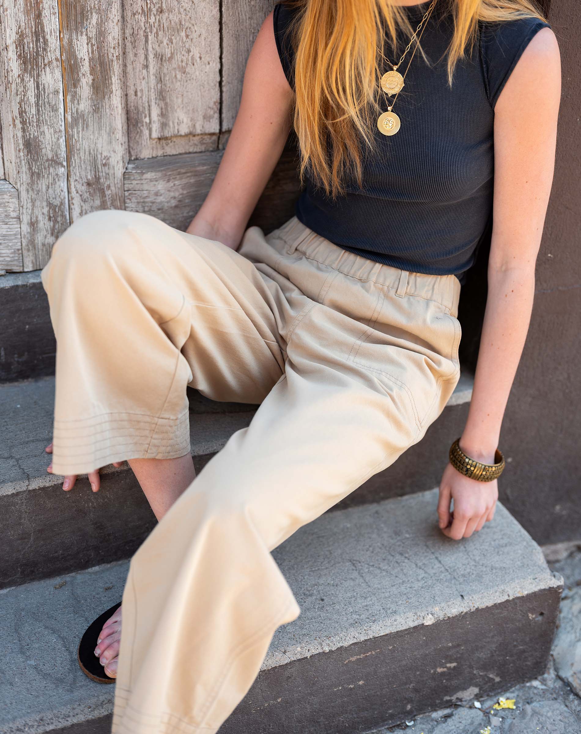 Women's Khaki Wide Leg Pant