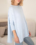 Women's Oversized Crewneck Knit Sweater in Light Blue Chest View
