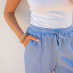 Women's Light Blue French Terry Jogger With Drawstring