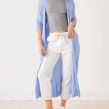 Women's Lightweight Baby Blue Short Sleeve Duster and Everyday Basic