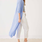 Women's Lightweight Baby Blue Short Sleeve Duster and Everyday Basic