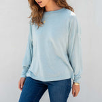 Women's Light Blue Lightweight Sweater One Size Chest View