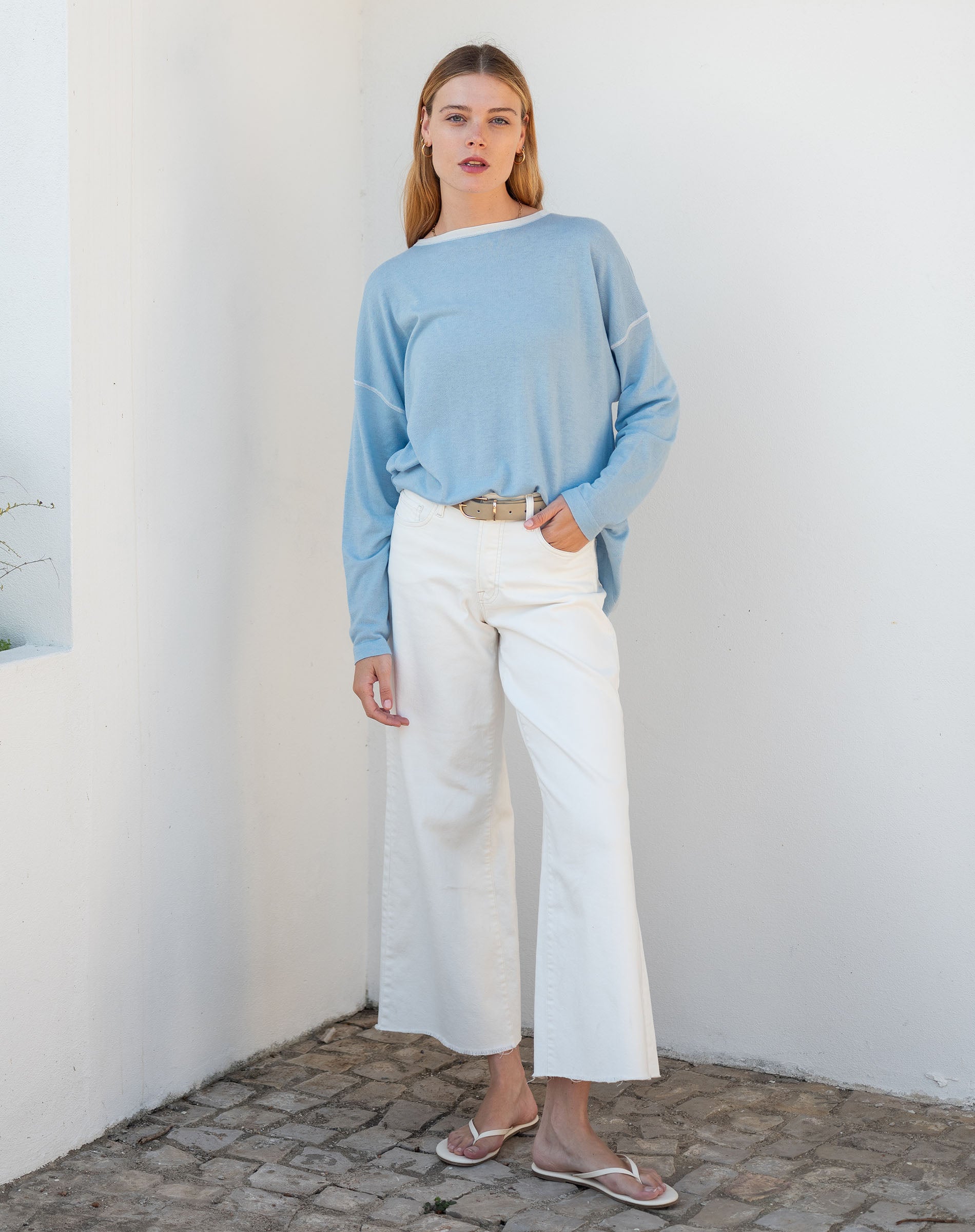 Women's Light Blue Oversized Pullover