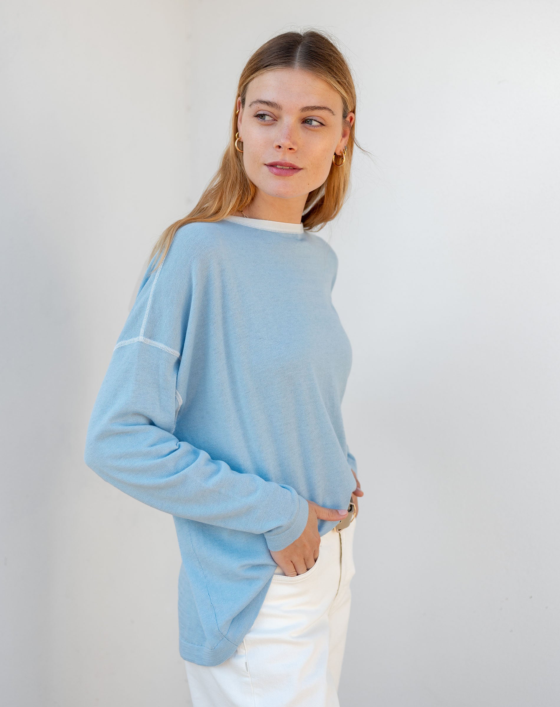 Women's Light Blue Oversized Pullover