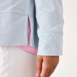 Women's Light Blue Oversized Tee with Pink Heart Patch on Elbow
