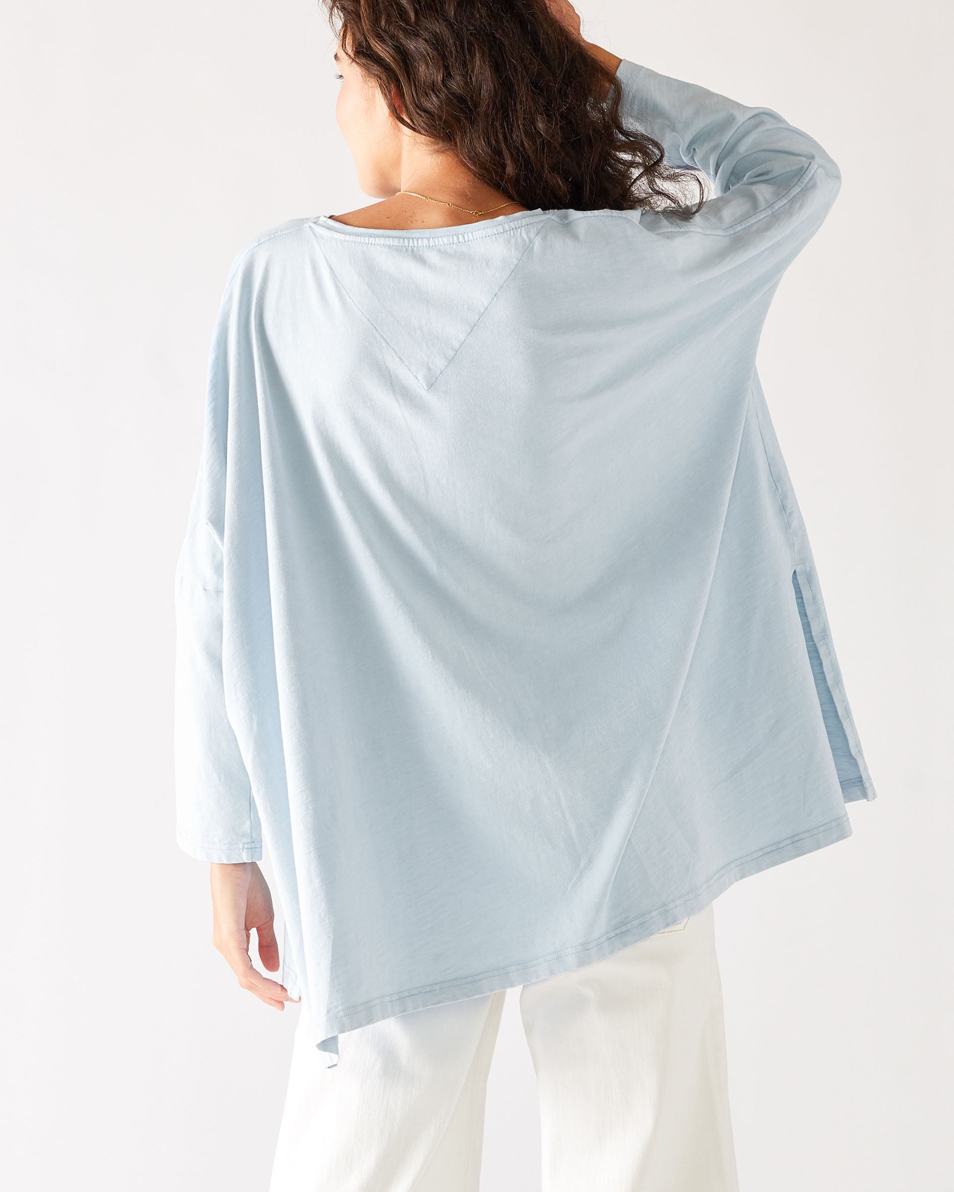 Women's One Size Tee in Light Blue Back View
