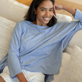 Women's Light Blue One Sized Slub Tee Lounging Outfit