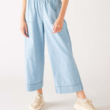 Women's Light Blue Wide Leg Deep Pocket Jeans Front View