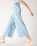 Women's Light Blue Wide Leg Deep Pocket Jeans Walking Side View