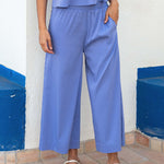 Women's Light Blue Wide Leg Flowy Pants