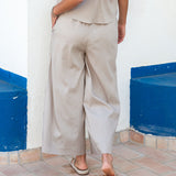 Women's Light Brown Cropped Wide Leg