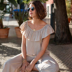 Women's Light Brown Cropped Wide Leg