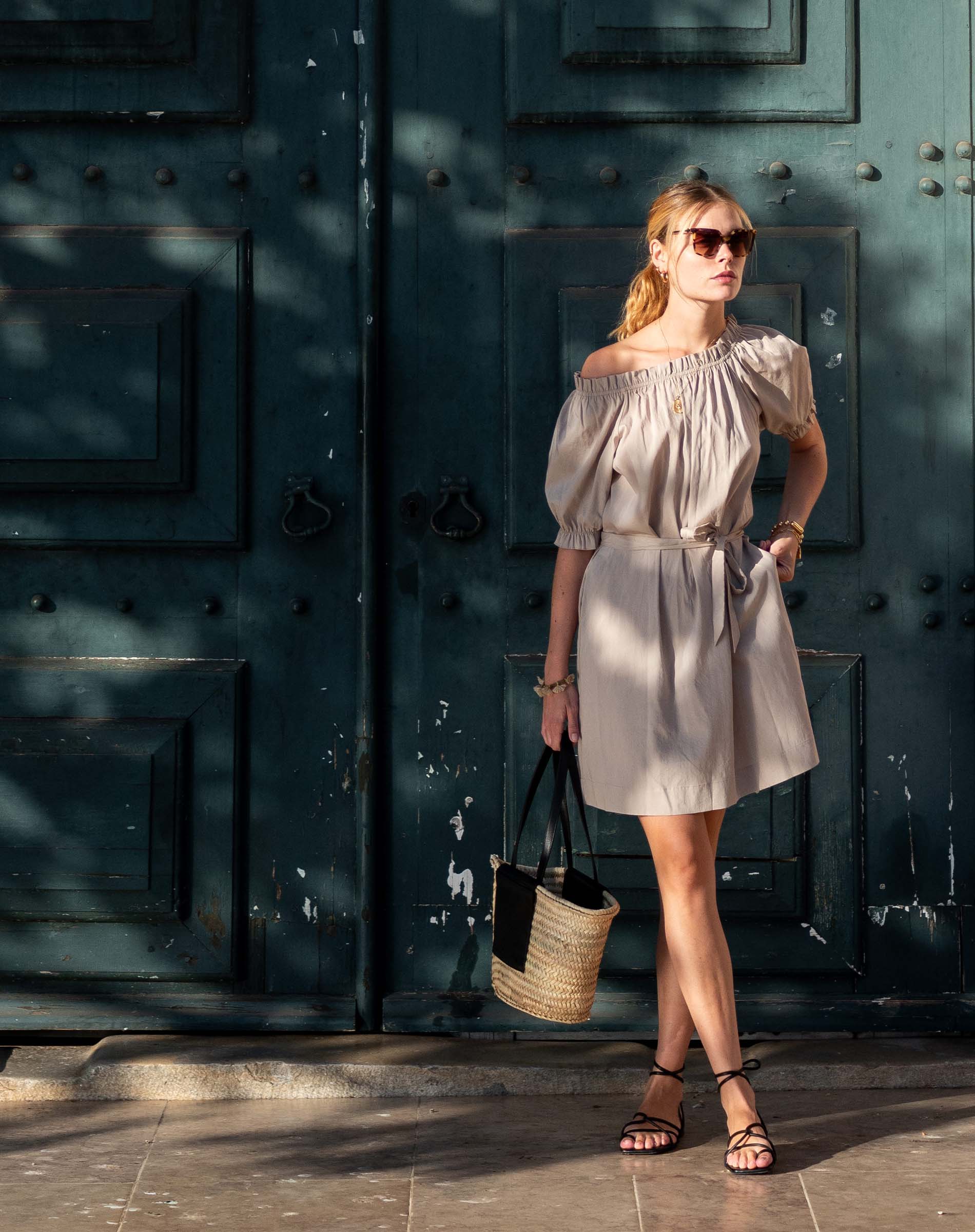 Women's Light Brown Flowy Mini Dress