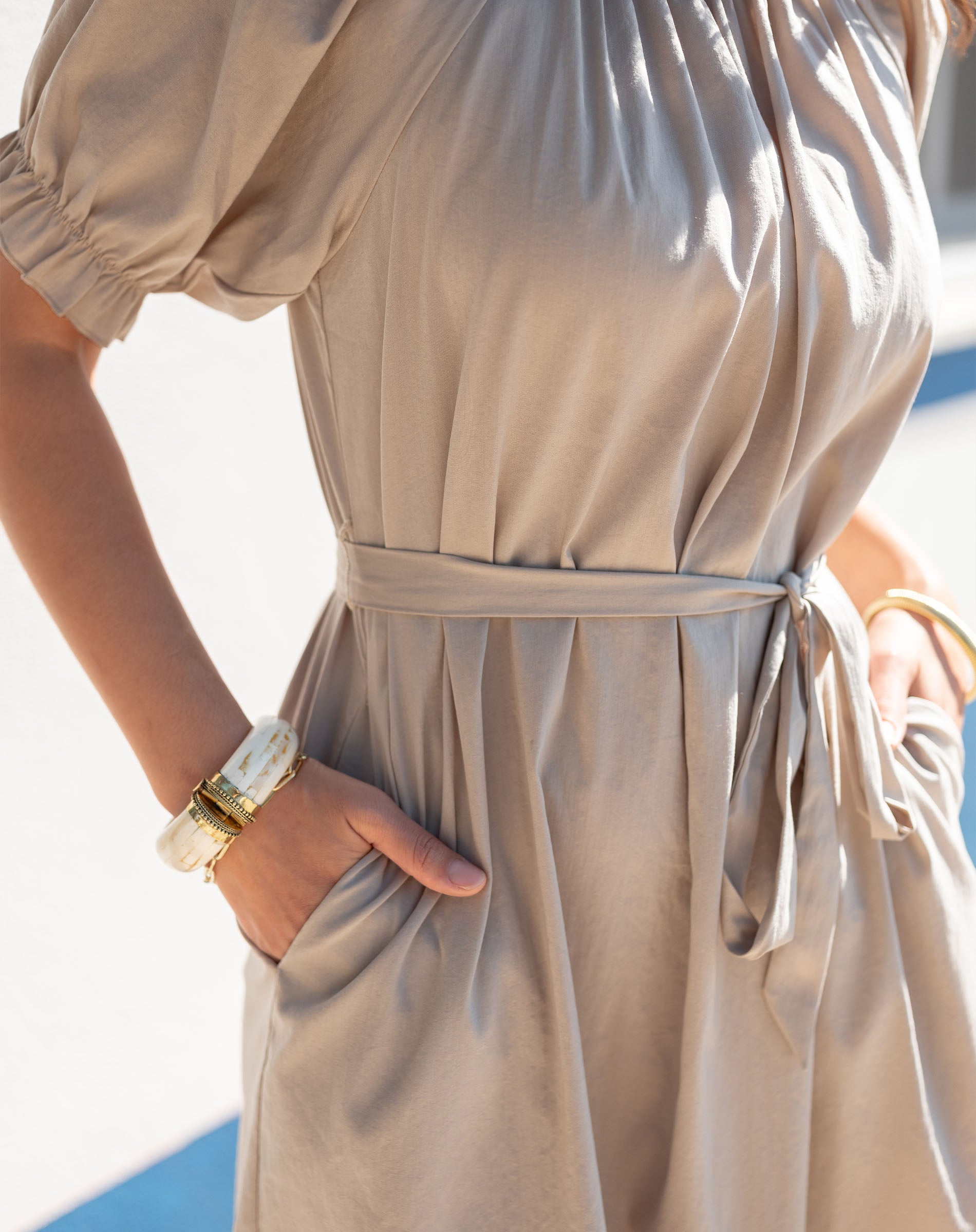 Women's Light Brown Flowy Mini Dress