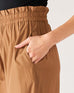 Women's Light Brown Lightweight Wide Leg Pant Side Pockets Detail