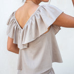 Women's Light Brown Ruffle Top