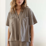 Women's Light Brown Short Sleeve Tee One Size Front View