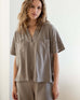 Women's Light Brown Short Sleeve Tee One Size Front View