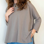 Women's Light Brown Slub Tee One Size Chest View