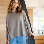 Women's Light Brown Slub Tee One Size Lifestyle Chest View