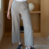 Women's Light Brown Slub Pant Front View