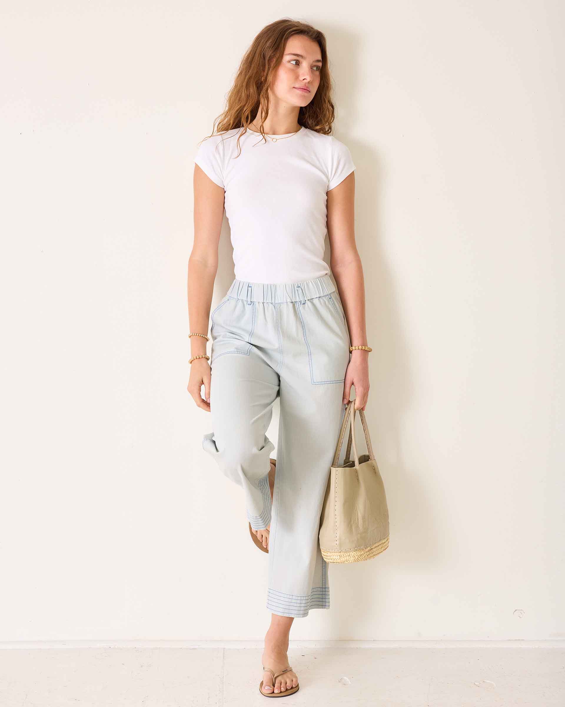 Women's Light Chambray Wide Leg Pants