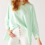 Women's One Size Tee in Light Green Chest View