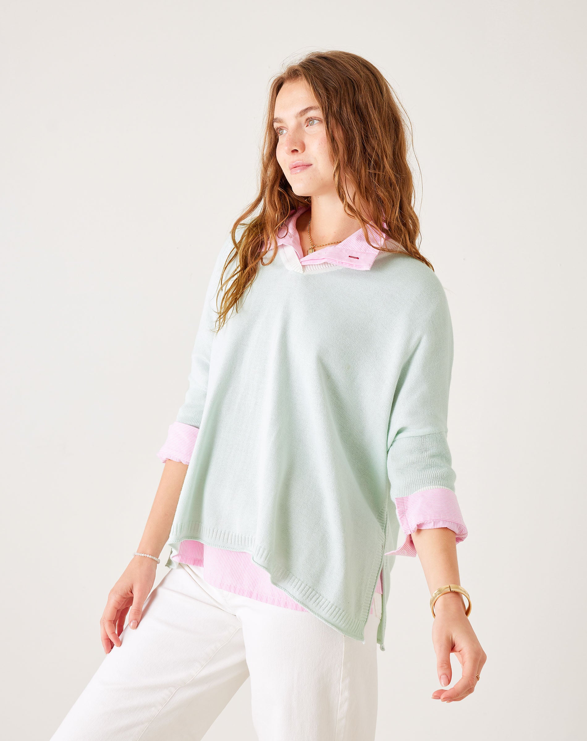 Women's Green Vneck Oversized Sweater