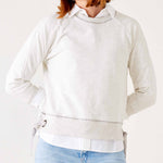 Women's Light Grey Crewneck Sweatshirt with Adjustable Ribbon Ties