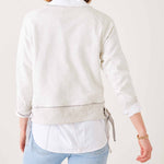 Women's Light Grey Crewneck Sweatshirt with Adjustable Ribbon Ties