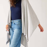 Women's Light Grey Heathered Cashmere Lightweight Travel Wrap Draped Front View