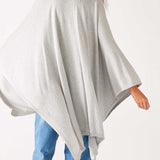 Women's Light Grey Heathered Cashmere Lightweight Travel Wrap Flowing Rear View