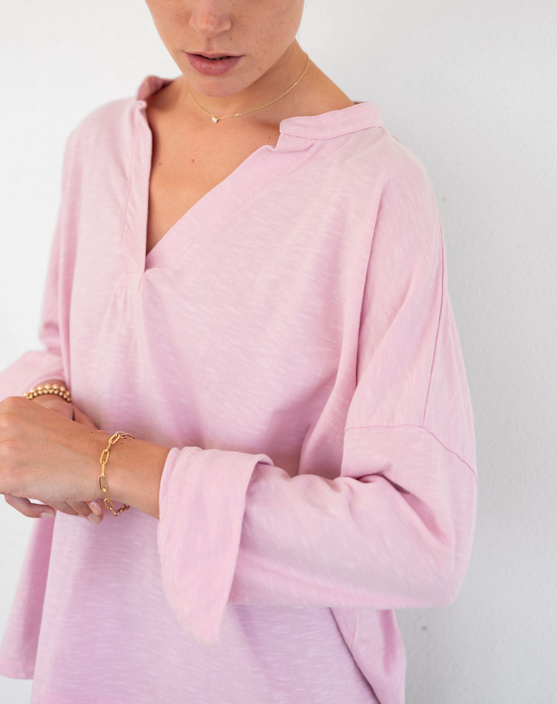 Women's Light Pink Cuff Tee