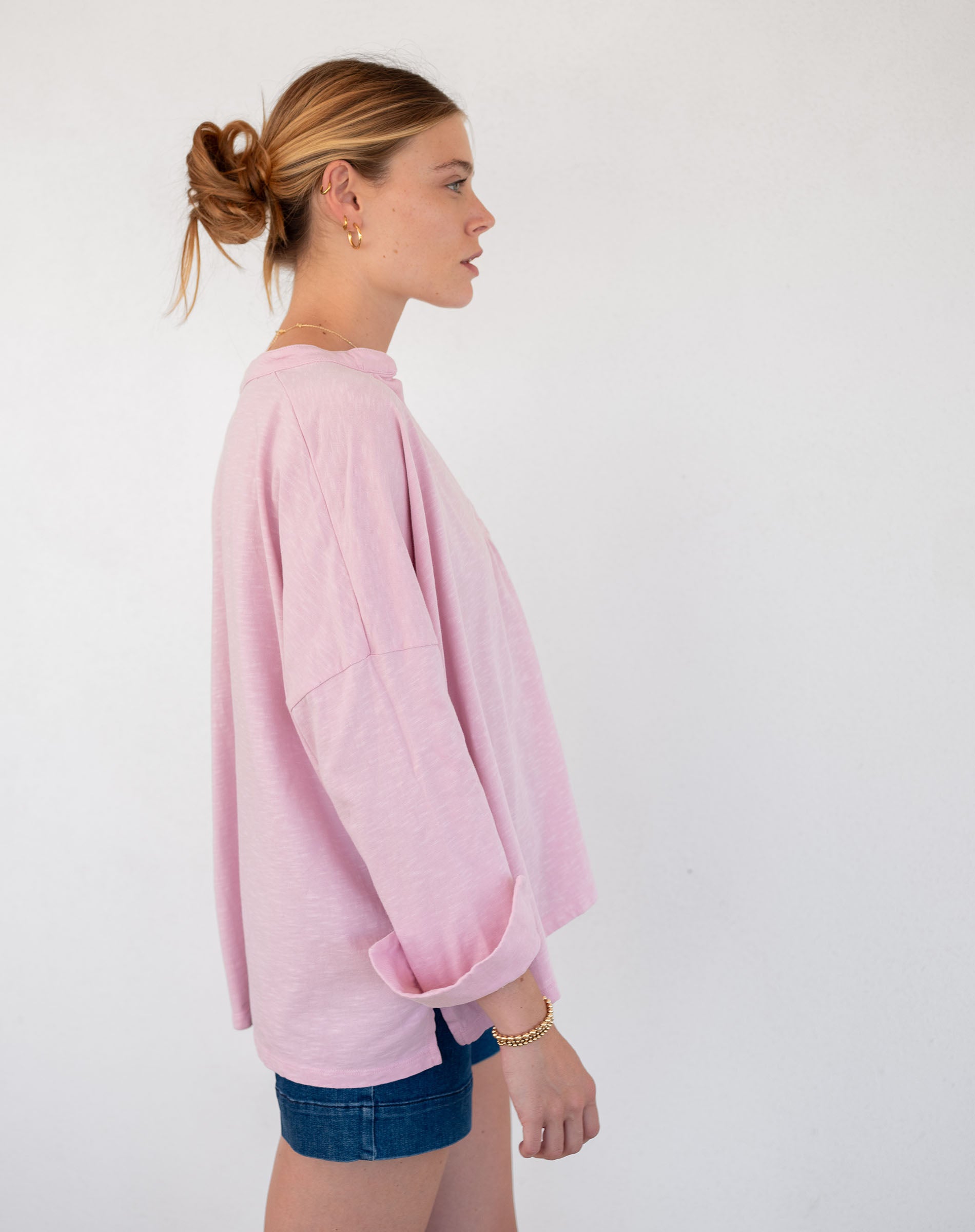 Women's Light Pink Cuff Tee