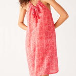 Women's Light Pink Lightweight Knee Length Patio Drawstring Light and Breezy Dress Front View