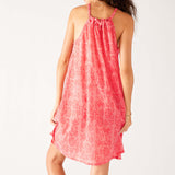 Women's Light Pink Lightweight Knee Length Patio Drawstring Light and Breezy Dress Rear View