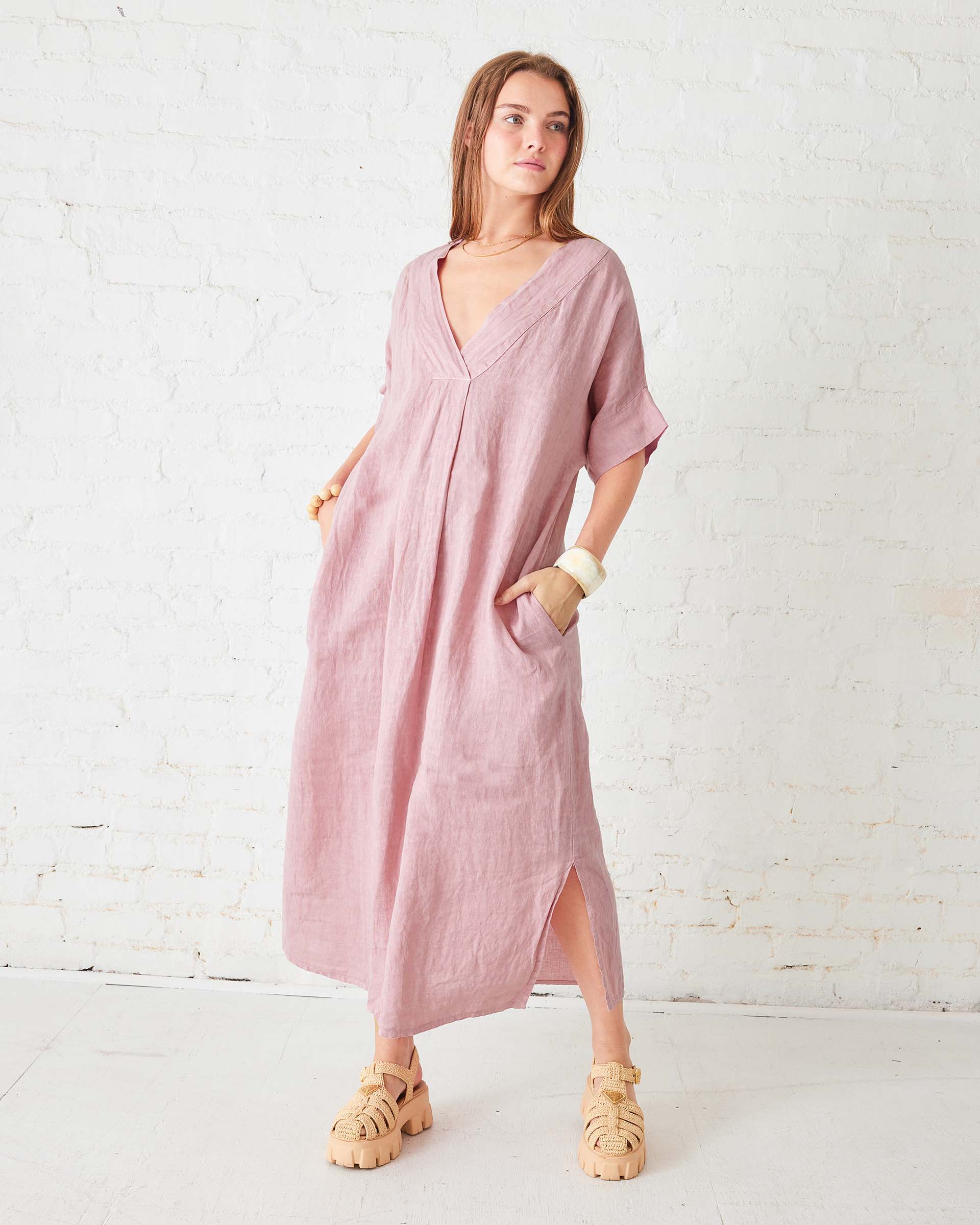 Women's Light Pink Maxi Kaftan Coverup Dress