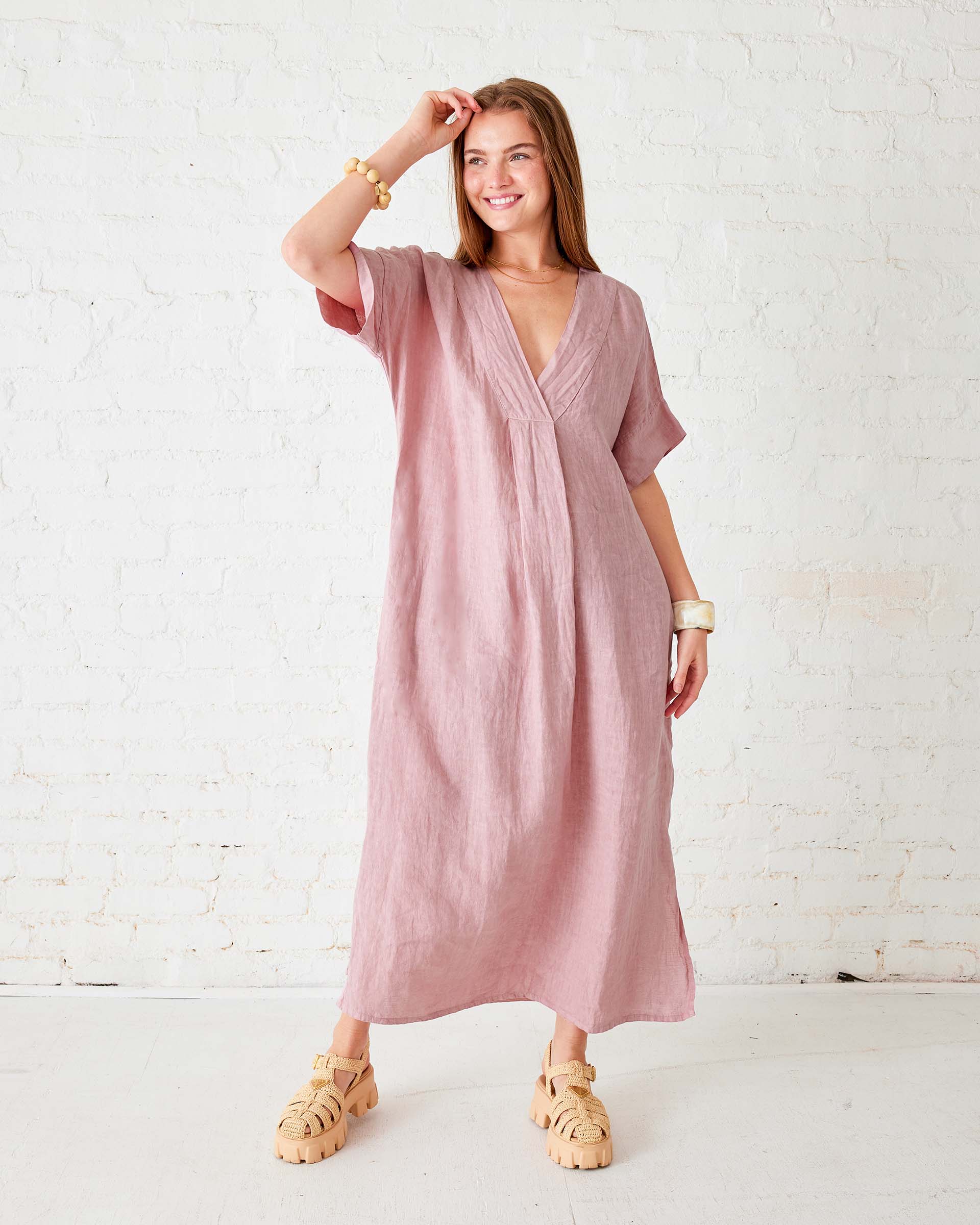 Women's Light Pink Maxi Kaftan Coverup Dress